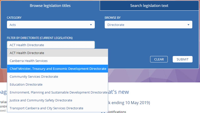 Browse by Directorate form